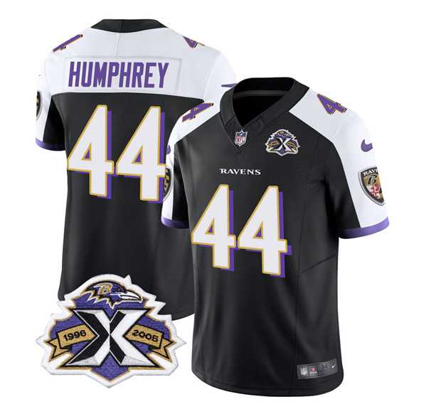 Men & Women & Youth Baltimore Ravens #44 Marlon Humphrey Black White 2023 F.U.S.E With Patch Throwback Vapor Limited Stitched Jersey->baltimore ravens->NFL Jersey